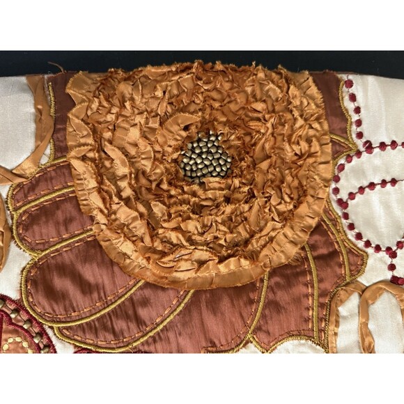 2 Pier 1 Embroidered Floral Pillow Covers Decorative Colorful Applique 18" Boho - Picture 7 of 11